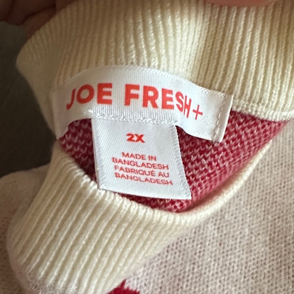 Joe Fresh Red and White Snowflake Sweatshirt - Picture 3 of 3